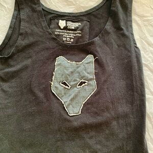 Black Tank Top with Gray Wolf Patch